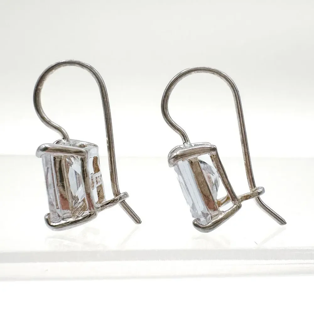 Designer Silpada CZ Earrings Sterling Silver Cubic Zirconia Fish Hook Drop